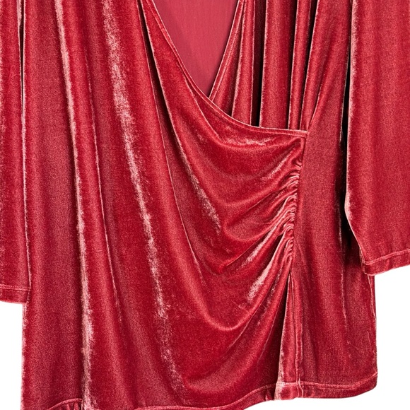 Soft Surroundings Wine Velvet Draped Ruched Front Top Women’s 3X - Picture 8 of 12